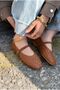 Roselle Women's Ballerina Flats in Tan Shiny Leather - 8