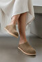 Genuine Suede Leather Closed Toe Tan Color Women's Sabo Slippers - 6