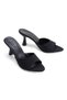 Women's Black Satin 7 cm Thin Heeled Comfortable and Stylish Slippers - 5