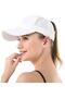 Horse Tail Hat for Women – Breathable Perforated Fabric, Adjustable Sports Hat, Summer White - 7