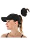 Ponytail hat women - breathable perforated fabric, adjustable sports hat, summer black - 5
