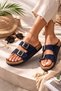 Unisex Double Buckle Suede Slippers – Orthopedic Non-Slip Comfortable Sole for Daily Comfort