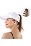 Horse Tail Hat for Women – Breathable Perforated Fabric, Adjustable Sports Hat, Summer White - 2