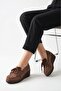 Brown Wedge Heel Daily Lace-Up Ballerina Shoes - 4
