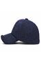 Plush Hat for Women – Navy Blue Color with Stone Detail, Winter Hat, Adjustable Navy Blue - 5