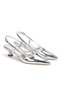 Silver Metallic Pointed Toe Low Heel Women's Evening Dress Shoes and Bag Set - 5