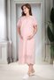 New Season Powder Short Sleeve Buttoned Design Scallop Linen Summer 100% Cotton Maternity Nightgown - 5