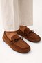 Men's Brown Suede Genuine Leather Lace-Up Driver Loafer Daily Casual Shoes - Glader - 2