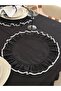 6-Piece Lune Embroidered Round Ruffled Linen Placemat / American Service - 8