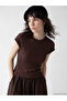 Original Oval Collar Ruffled Textured Blouse