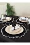 4-Piece Lune Embroidered Round Ruffled Linen Placemat / American Service - 4
