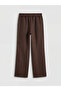 Xside Brown Elastic Waist Linen Women's Trousers - 6
