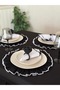 6-Piece Lune Embroidered Round Ruffled Linen Placemat / American Service - 3
