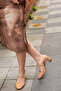 Gloria Open Back Thick Heeled Women's Shoes Beige - 2