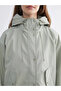 Khaki Hooded Oversize Women's Raincoat - 2