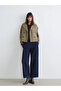 Khaki Double-Breasted Collar Oversize Women's Trench Coat - 6