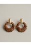 Women's Brown Bohemian Suede Leather Wrap Hoop Earrings - Vintage Design with Gold Color Detail - 2