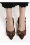 Peri 648 Women's Brown Gold Accessory Detailed Bow Low Heeled Shoes - 5