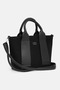 Women's Hand and Shoulder Bag Zippered Black Suede Leather Bag - 2