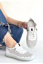 Women's White Genuine Leather Perforated Design Sneakers - Otja - 3
