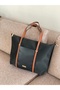 Large Black Women's Shoulder Bag with Ring Detail Straps EN42 BOY32 - 3