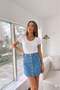 Women's Buttoned Mini Light Blue Denim Skirt - 2