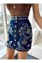 Women's Buttoned Embroidered Design Mini Denim Skirt - 6