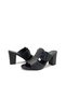 Genuine Leather Black Color Block Heel 35-36-37-38-39-40-41 Size Women's Heels Slipper