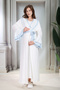 New Season Blue Shawl Collar Flounce Full Length Breastfeeding Feature Summer Maternity Postpartum Dressing Gown Nightgown Set - 3