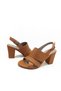 Genuine Leather Tan Color Thick Heel Women's Heeled Sandals Sandals with Heels - 5