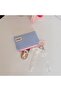 Striped Mini Makeup Bag/ Keychain/ Card Holder Wallet Organizer with Charm Detail
