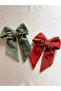 Set of 2 Velvet Bow Hair Clips - 8 cm Automatic Clip-On - 2
