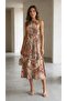 Women's Sleeveless Halter Neck Elastic Waist Digital Print Single Jersey Long Dress - 7