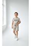 Boy's Set in Light Beige - Shorts Set, Super Quality, Full Lycra, Oyswoh Fabric, Top and Bottom Set, Summer Short-Sleeved Oyswoh Fabric, Full Lycra, Stretchy, Super Quality.