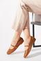Senras Women's Scarf Buckle Ballerina Flats Tan Wrinkled - 4