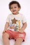 Infant Boys’ 2-Piece Set – Safari Animal Print T-Shirt & Drawstring Shorts (Beige) - 2
