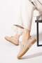 Beige suede genuine leather women's shoes with reinforced heel and side panels