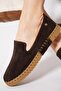 Retes Genuine Leather Women's Shoes with Sole Inserts and Side Pieces, Brown Suede - 4