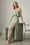 Halter Neck Slit Patterned Long Dress - 1019 - 5