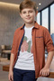 6-10 Boys' T-Shirt with Foldable Sleeves, Shirt Combination, Seasonal Stylish Casual 2-Piece Set