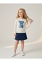 Girl's Sequined Teddy Bear Detailed Long Sleeve Blouse