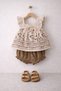 Baby Girl 2-Piece Set: Embroidered Blouse with Straps and Textured Muslin Shorts for Daily and Special Occasions, Eid Wear