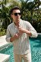 Black Striped Ecru Long Sleeve Linen Shirt Ls-19844 - 3