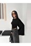 Batwing Sleeve Gathered Waist Blouse-Black Black - 6
