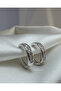 Single Row Zircon Stone Silver Hoop Earrings - Single Row Zircon Stone Silver Hoop Earrings - 4