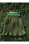 Khaki Women's Elastic Pleated Mini Skirt with Pleats