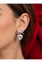 Zircon Stone Heart Ribbon Model Dangle Silver Color Steel Earrings - Tarnish Resistant - 4