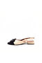 Genuine Leather Beige Black Slingback Women's Ballerinas - 2