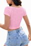 Gathered Front Crop Blouse with Scallop Detail - 3