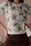 Women's Crew Neck Tulle Floral Short Sleeve Knitwear Sweater - 2